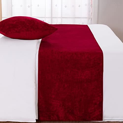 AMBERIS Bed Runner Red, Chenille Soft No Fading Modern Bed Scarf (Pillowcases Sold Separately) - Image 2