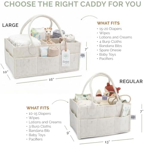 Parker Baby Co. Felt Diaper Caddy Organizer - Large, White - Image 4