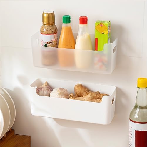 2 Pcs Kitchen Cabinet Door Organizer,Adhesive Mount Inside Cabinet Door Storage,Under Sink Door Storage Shelf for Kitchen,Bathroom,Office,Garage,Craft Room(White) - Image 3