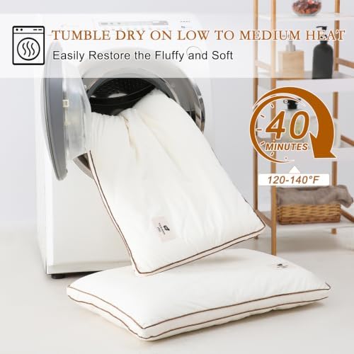 YOUR MOON Natural Wool Pillow King, Flat & Thin Wool Pillow for Sleeping, Breathable Cotton Cover, Low-Loft Bed Pillows for Back and Stomach Sleepers (Off White) - Image 6