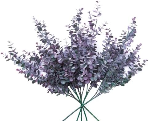 5Pcs Artificial Eucalyptus Stems，Artificial Greenery Fake Dust Frosted Eucalyptus Branches Leaves，Fake Plants for Decoration (Dusty Mauve-26.77 in) by YOOHOTOUCH