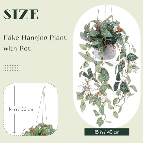 Small Artificial Hanging Plant, Fake Trailing Vine Potted Plant - Image 2