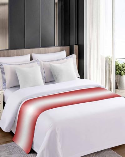 DecorLovee Red Ombre Bed Runners for Queen Size Bed, Modern Abstract Art Decorative Bed Throws for Foot of Bed, Red White Gradient Bed Runner Sofa Throw Bedding Scarf Protector Slipcover for Bedroom - Image 4