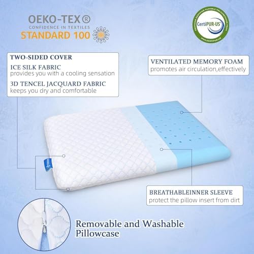 SofGlowly Thin Flat Pillow for Sleeping – 2.25" Ultra Slim Cooling Memory Foam Pillow for Stomach & Back Sleepers, Low Profile Neck Alignment Design with Soft Washable Cover,Supportive & Comfortable - Image 3
