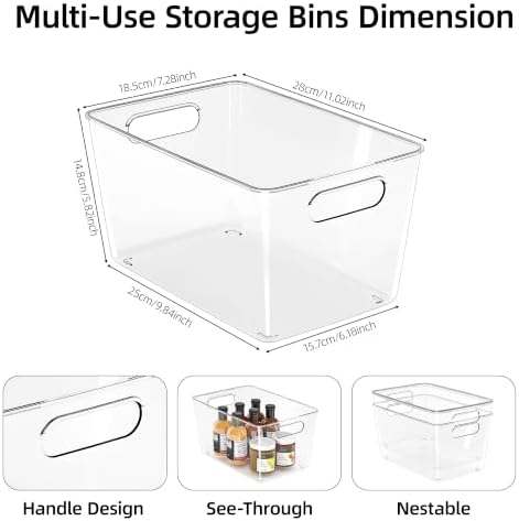 12 Pack Clear Storage Bins, Pantry Organizer Bins with Handle, XL - Image 3