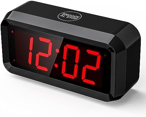 Alarm Clock,Digital Alarm Clock for Bedrooms,Battery Operated Clock,Adjustable 3 Brightness,1.2 inch LED Time Display, 12/24Hr, Cordless,Snooze (Black) by SUPLEDCK
