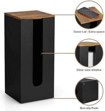 OUTNILI Freestanding Toilet Paper Holder Stand with Lid, Black Wooden Toilet Paper Storage Organizer for Bathroom Floor, Rustic Farmhouse Toilet Paper Storage Holds 3 Extra Large Rolls - Image 6