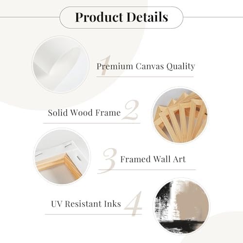 Joocrise Beige Abstract Wall Art Painting Set of 3 Neutral Canvas Wall Art Prints Black Beige Modern Wall Decor Minimalist Art Pictures Abstract Modern Artwork for Room Bedroom 24x36 Inch Unframed - Image 7