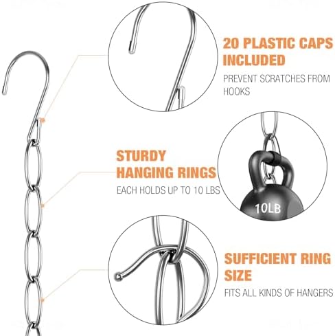NiHome Space Saving Hangers 10-Pack, Metal Closet Organizer with Safety Cap - Image 3