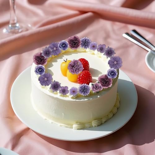 Faux Flowers Heads Small Decorative Flowers for Crafts Cake Wreath Garlands Wedding Table Home Decoration (54, purple) - Image 6