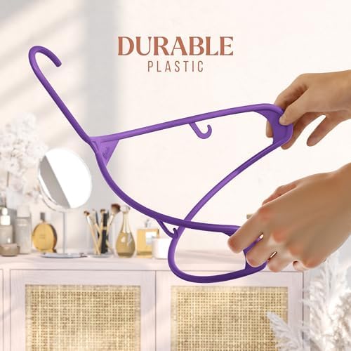 Plastic Hangers 20 Pack Purple - Clothes Hangers - Makes The Perfect Coat Hanger and General Space Saving Hangers for Closet and New Apartment Essentials - Percheros Ganchos para Colgar Ropa Hangars - Image 4