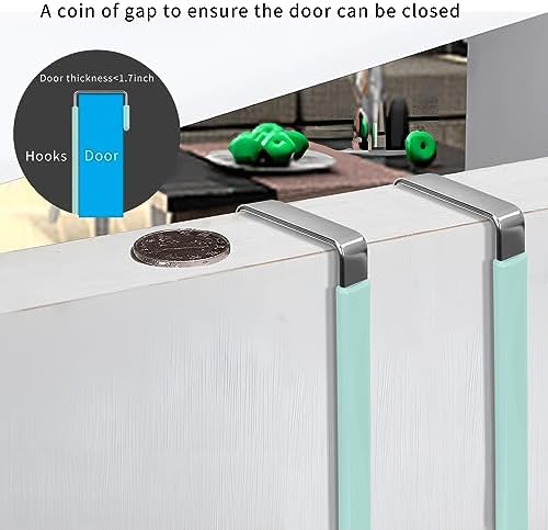 FYY Over the Door Hooks, Single-Hanger 4 Pack, Fits Doors 1.6" Green - Image 5