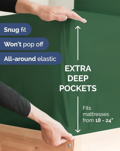 CGK Linens 2 Pack Extra Deep King Fitted Sheets - Emerald Green - Image 2