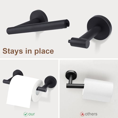 4-Piece Matte Black Bathroom Accessories Hardware Set,Include Double Post Pivoting Toilet Paper Holder,Towel Ring and 2 Towel Hooks - Image 3
