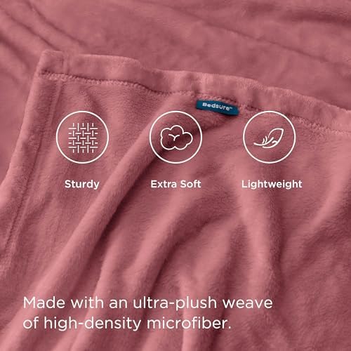 Bedsure GentleSoft Fleece Blankets Twin Size Dusty Rose - 300GSM Lightweight Plush Fuzzy Cozy Soft Blanket for Bed, Sofa, Couch, Travel, Camping, 60x80 inches - Image 4