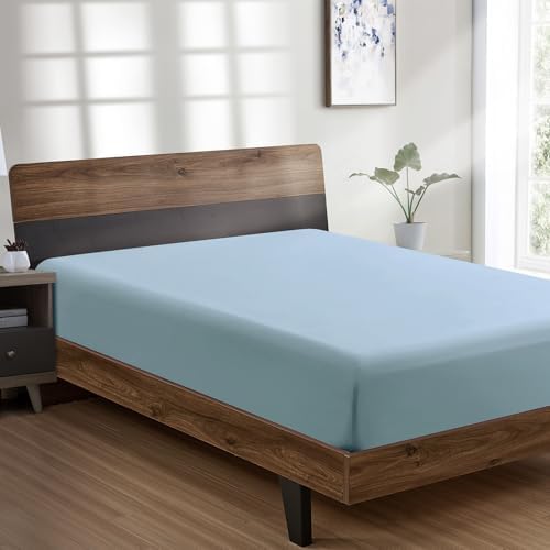 FreshCulture Queen Fitted Sheet - Hotel Quality, Ultra Soft & Breathable Brushed Microfiber, Deep Pocket, Cooling Fitted Sheets for Queen Size Bed (Sky Blue) by FreshCulture