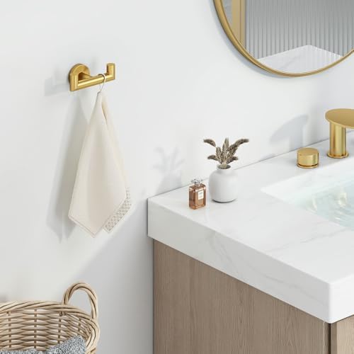 Angle Simple Towel Hook Brushed Dark Gold, Bath Towel Holder Wall Mount - Image 2