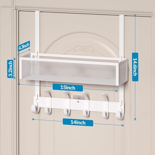 Over The Door Hooks Organizer, Over Door Towel Rack,Fits Doors 1 3/4" - Image 3