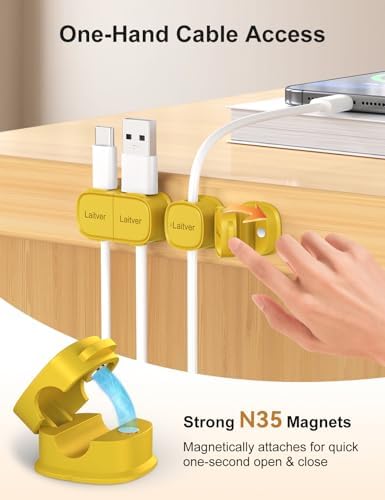 6 Pack Magnetic Cable Clips [1s Open/Lock], Cord Organizer Holder - Image 4