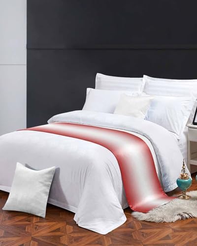 DecorLovee Red Ombre Bed Runners for Queen Size Bed, Modern Abstract Art Decorative Bed Throws for Foot of Bed, Red White Gradient Bed Runner Sofa Throw Bedding Scarf Protector Slipcover for Bedroom - Image 3