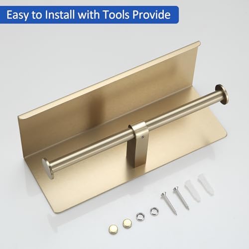 BGL Toilet Paper Holder with Shelf Matte Brushed Gold Double Head Toilet Tissue Roll Holder 304 Stainless Steel Wall Mount for Bathroom - Image 5