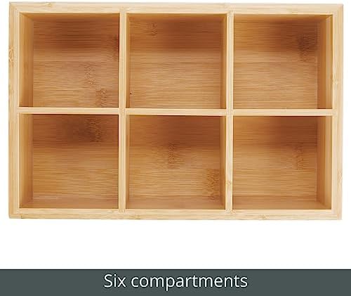 mDesign Bamboo Tea & Food Storage Organizer Container Box - Wooden Holder Case for Tea Bags, Coffee, Snacks, Sugar, Sweeteners, and Small Packets - Echo Collection - Natural Wood - Image 4