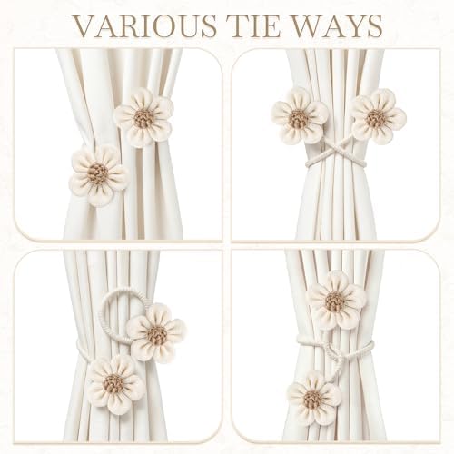 VIS'V Curtain Tiebacks, Twisted Boho Curtain Holdbacks, Cream, 2 Pcs - Image 6