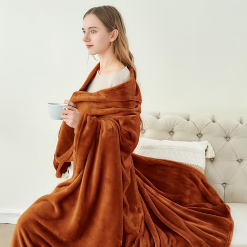 BEDELITE Fleece Blanket Soft Plush Throw for Couch Terracotta 50"x60" - Image 4