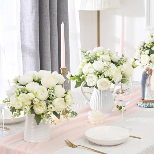 8 Packs Peonies Artificial Flowers, White Silk Flowers Artificial Peonies - Image 6