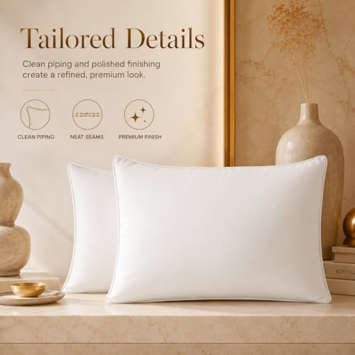 Hotel Collection Bed Pillow Queen Size 1 Count Down Alternative Filling Soft & Fluffy Breathable Pillow for Back, Stomach or Side Sleepers, Machine Washable (Queen (U.S. Standard)) - Image 5