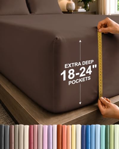 CGK Extra Deep Full Single Fitted Sheet Only - Brown by CGKUnlimited