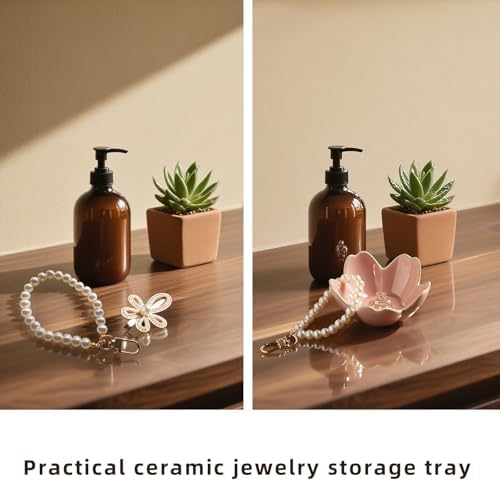 Flower Ceramic Jewelry Dish, Floral Ring Holder Tray - Image 6