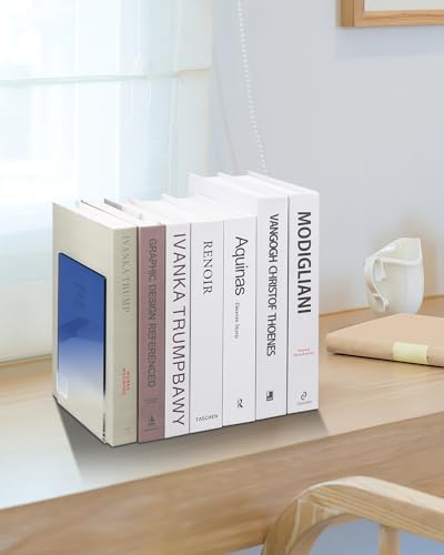Honagu Book Ends, Acrylic Bookends, Clear Book End for Shelves, Desk Book Organizer, Book Stopper, Book Holder Stand Decorative for Heavy Books, CDs, Video Games (1 Pair/2 Pieces, Gradient Royal blue) - Image 6