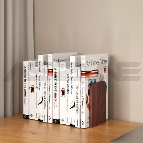 Book Ends 4Pair Wooden Heavy Duty Non Slip Book for Shelf Books & Media - Image 5