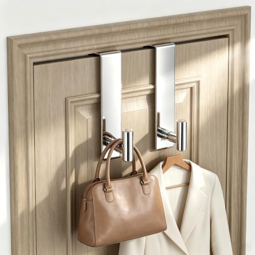 HUFEEOH Shower Door Hooks, Heavy Duty Stainless Steel Over The Glass Door Hanger, T Shape Bathroom Towel Robe Coat Rack Hooks, Tool-Free Installation (Fits 1-3/4" Thick Door - T Shape - 2 Pack) - Image 5