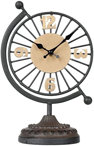 Lily's Home Vintage Mantle Clock. Silent, Non Ticking Stylish Decorative Table Clock Perfect for Living Room, Retro Kitchen, Tabeltop & Fireplace Mantel Clock Decor. Black and Gold. 7" Dia. by LilysHome