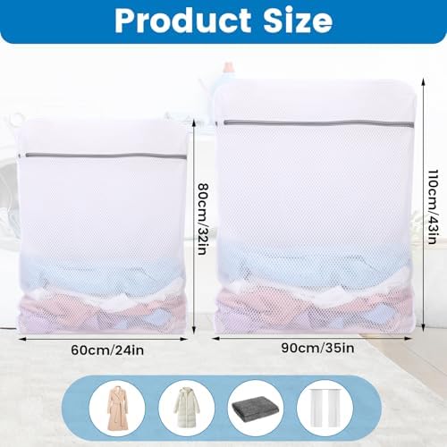 Dntorx 2 Pack Extra Large Mesh Laundry Bags for Delicates, 24x32In+35x43In - Image 2