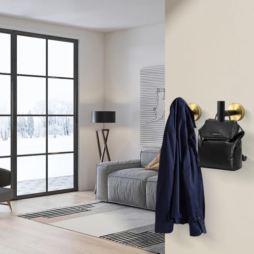 NearMoon Bath Towel Hooks- SUS 304 Stainless Steel Robe Hook Holder, Heavy Duty Coat Hook for Bathroom Livingroom Hotel Kitchen Garage, Wall Mounted (Black Gold, 4 Pack) - Image 3