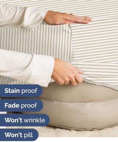 CGK Linens 2 Pack Extra Deep Cal King Fitted Sheets - Beige Stripes - Image 5