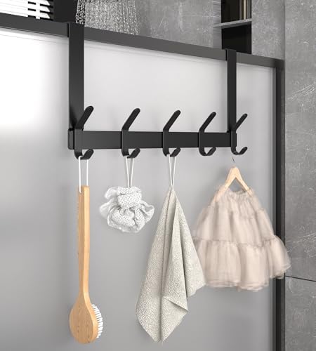 KitchLife Over The Door Hooks with 7" Extended Arms, Fits 1-3/4" Doors, J18U, Heavy Duty Bathroom & Closet Towel Rack, Double-Hooks Hanger 1 Pack, Matte Black - Image 7