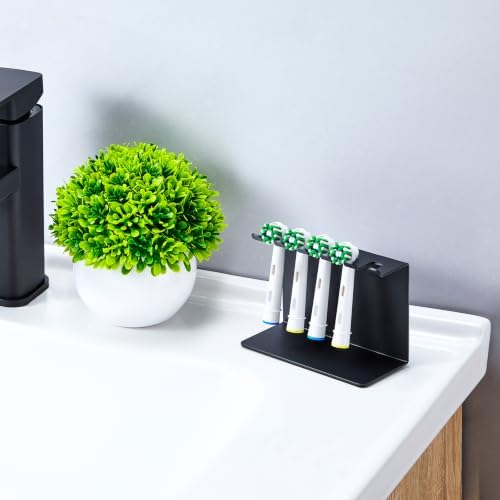 Electric Toothbrush Head Holder, Tooth Brushing Holder, Wall Mounted Toothbrush Holders Shower Bathroom, Self Adhesive or Desktop Tooth Brush Holder Organiser (Black, Medium) - Image 5