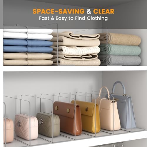 OKPOW Acrylic Shelf Dividers for Closet Organization: 8 Pack Durable Clear Shelves Separators for Clothing Adjustable 12" Tall x 10" Deep - Image 6