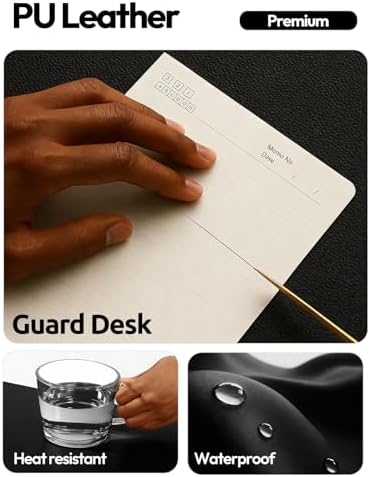 YSAGi Leather Desk Protector, Office Mat, Large Mouse Mat, Non-Slip PU Leather Blotter, Laptop Desk Mat, Waterproof Writing Pad for Office and Home(Black, 42" x 17.2") - Image 4