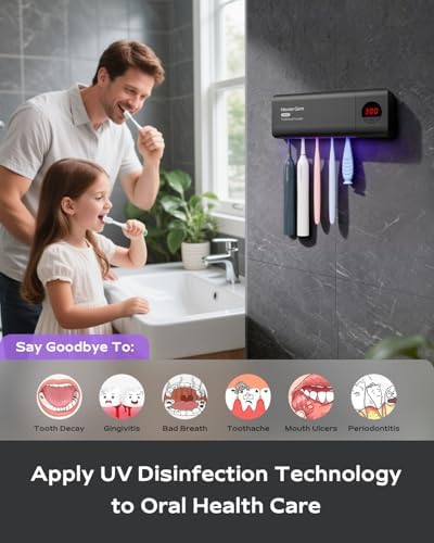 Toothbrush Holder for Bathroom Wall Mounted, Rechargeable - Black - Image 3
