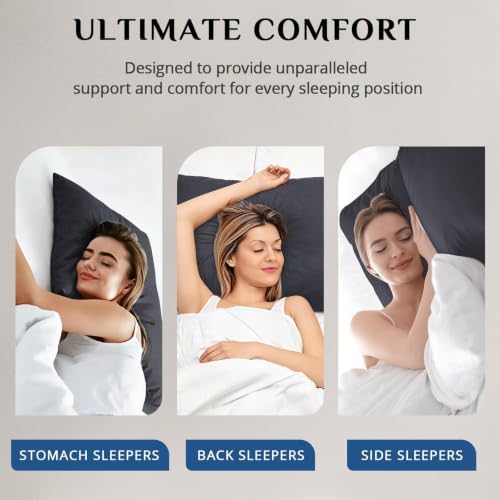JOLLYVOGUE Black Pillows Standard Size Set of 4, Washable Supportive Firm Full Size Bed Pillows with Oeko-Tex Certified Down Alternative Fill, Luxury Hotel Quality for Side, Back and Stomach Sleepers - Image 7
