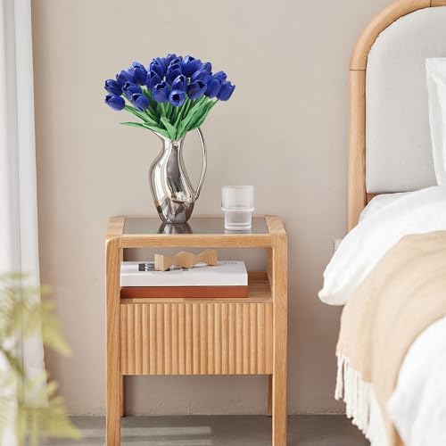 SITUMEIZI 15pcs Tulips Fake Blue Artificial Flowers Real Touch 14" PU Flower for Home Decor Spring Easter Wedding Bouquet Decorations Floral Arrangements(Deep Blue) - Image 5
