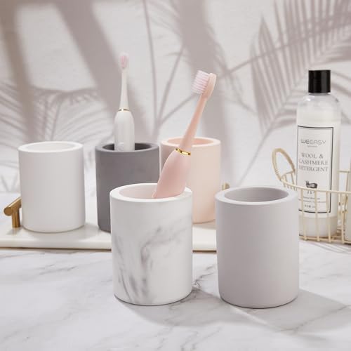 Drying Stone Toothbrush Holder, Diatomite Toothbrush Holders for Bathroom Counter, Quick Drying Electric Toothbrush and Toothpaste Holder Bathroom Organizer, Marble White - Image 4