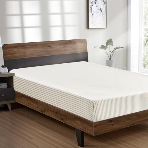 FreshCulture California King Fitted Sheet Only - Hotel Quality Fitted Sheet - Ultra Soft & Breathable - Brushed Microfiber - Deep Pocket - Cooling Fitted Sheets for Cal King Size Bed (Stripe Beige) by FreshCulture