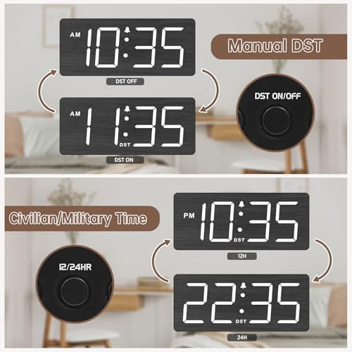 DreamSky Wooden Digital Alarm Clock for Bedroom with Large Numbers - Image 5