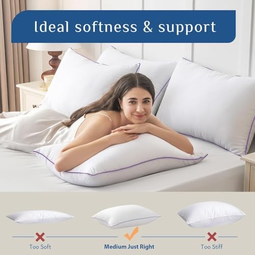 JOLLYVOGUE Pillows Queen Size Set of 4, Washable Supportive Firm Bed Pillows with Oeko-Tex Certified Soft Down Alternative Fill, Luxury Hotel Quality for Side, Back, and Stomach Sleepers - Image 5